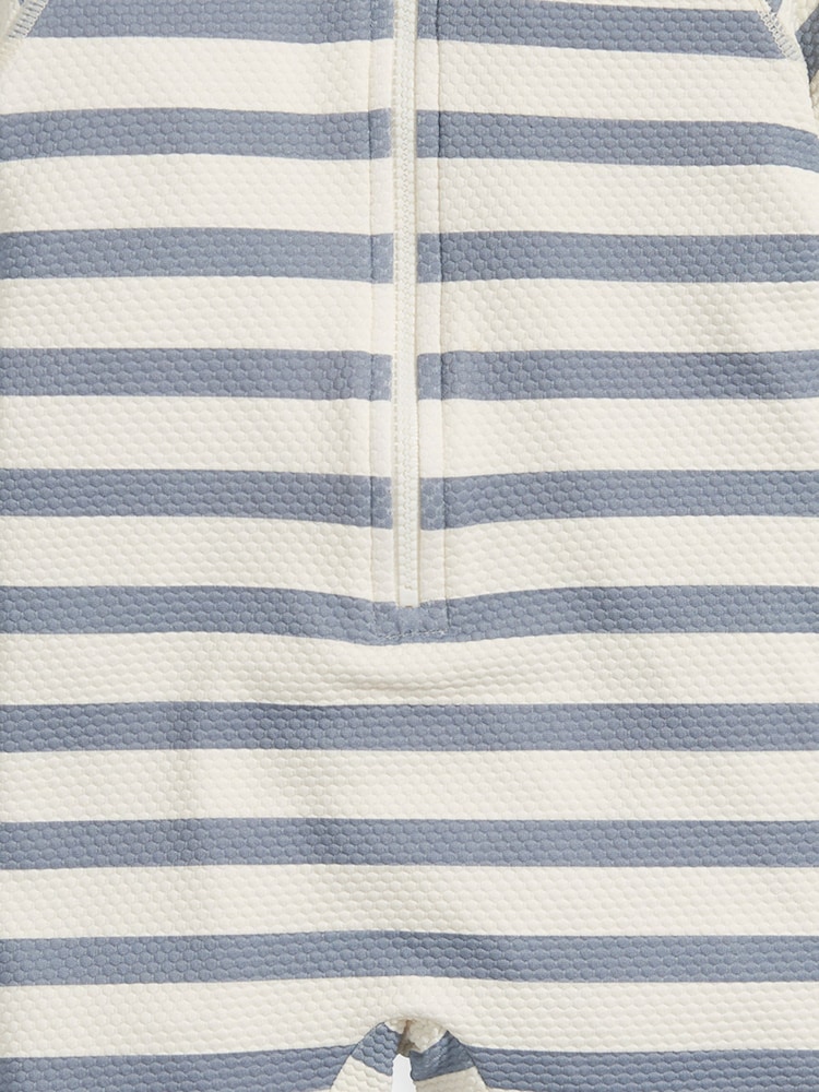 Mamas & Papas Blue Textured Bobble Stripe Short Sleeve Rashsuit - Image 3 of 3