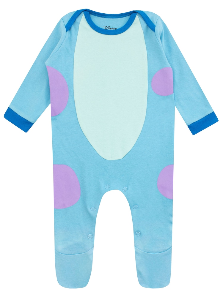 Character Blue Monsters Inc Sully 100% Cotton Sleepsuit and Hat Set - Image 3 of 6