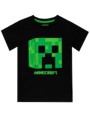 Character Black 100% Cotton Minecraft Creeper T-Shirt - Image 1 of 2