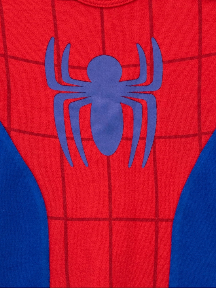 Character Blue/Red Baby Spiderman 100% Cotton Sleepsuit and Hat Set - Image 3 of 3