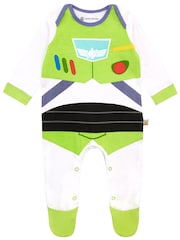 Character White Baby Toy Story 100% Cotton Sleepsuit with Buzz Lightyear - Image 1 of 2
