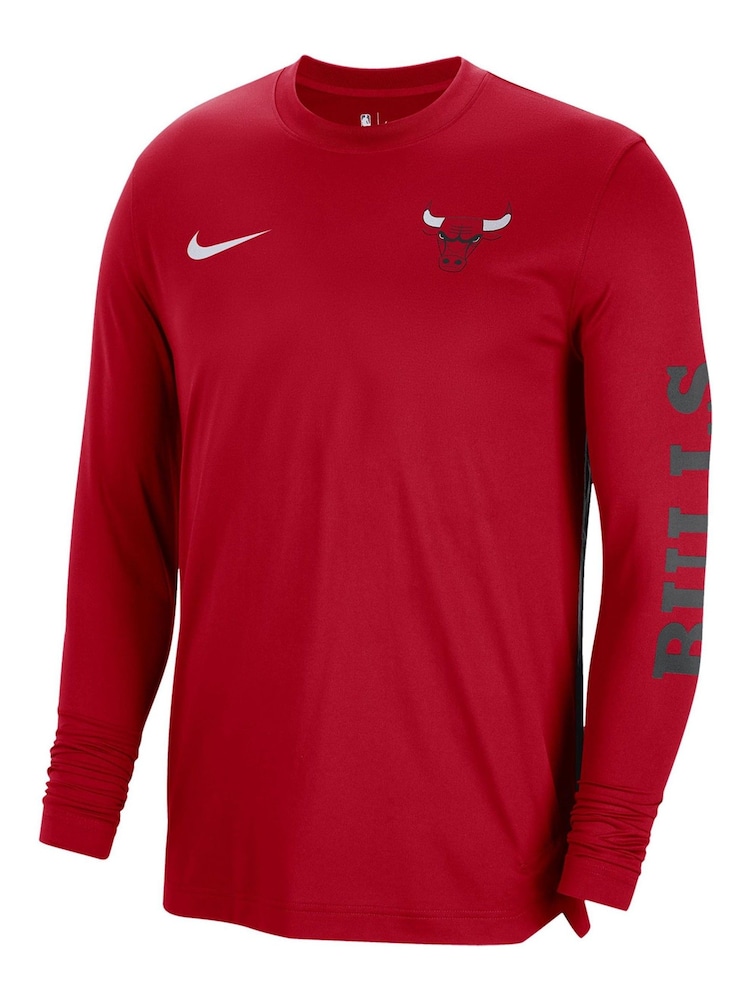 Fanatics Red NBA Chicago Bulls Long Sleeve Pre Game T-Shirt - Image 2 of 3