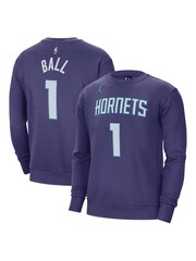 Fanatics Purple NBA Charlotte Hornets Name & Number Crew Sweatshirt - Lamelo Ball - Image 1 of 3
