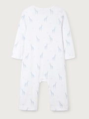 The White Company 100% Cotton Giraffe Print White Sleepsuit - Image 4 of 4