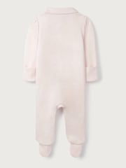 The White Company Pink 100% Cotton Hoppy Bunny Embroidered Collared Sleepsuit - Image 4 of 4
