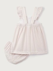 The White Company Pink 100% Cotton Seersucker Stripe Ruffle Pinafore Dress - Image 4 of 4