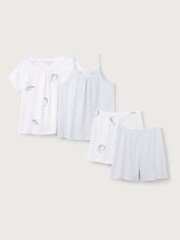 The White Company Cotton Dolphin And Stripe White 100% Cotton Pyjamas 2 Pack - Image 1 of 2