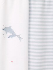 The White Company Cotton Dolphin And Stripe White 100% Cotton Pyjamas 2 Pack - Image 2 of 2