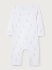 The White Company 100% Cotton Giraffe Print White Sleepsuit - Image 4 of 4