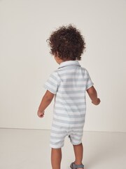 The White Company Blue Gheko Stripe 100% Cotton Romper - Image 2 of 5