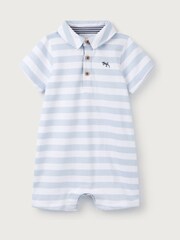 The White Company Blue Gheko Stripe 100% Cotton Romper - Image 4 of 5