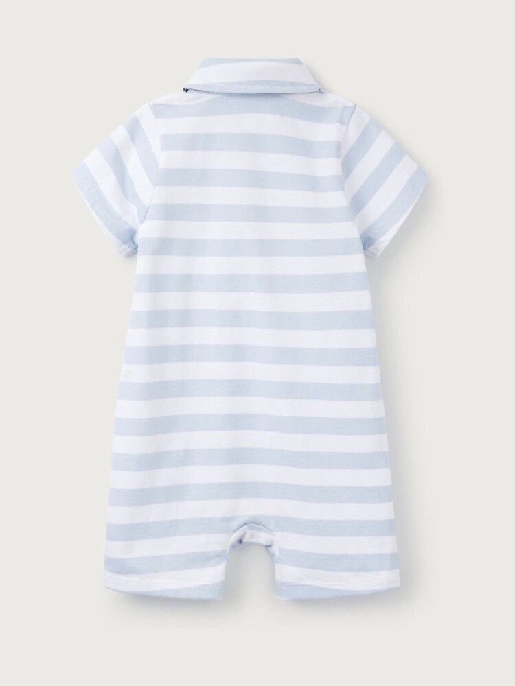 The White Company Blue Gheko Stripe 100% Cotton Romper - Image 5 of 5