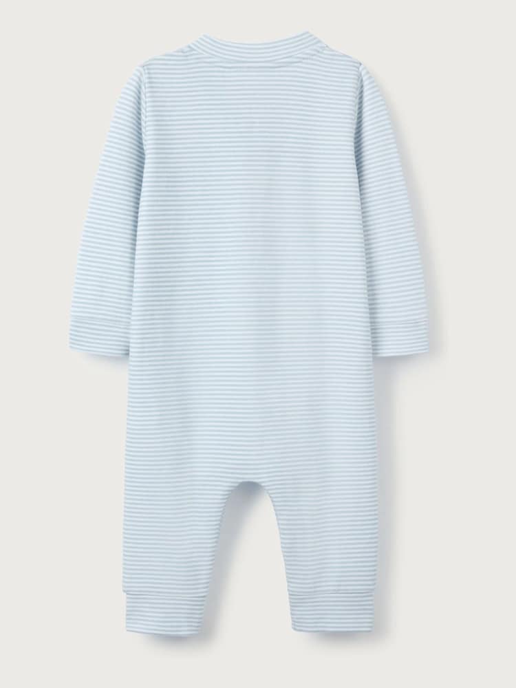 The White Company Blue 100% Cotton Bees Knees Henley Sleepsuit - Image 4 of 4