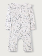 The White Company Organic Cotton Edie Floral Frill Yoke White Sleepsuit - Image 4 of 4