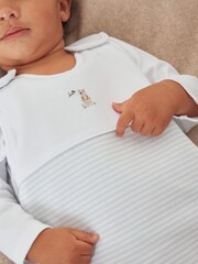 The White Company Blue Blue Cotton Stripe Honey Bear Sleeping Bag 2.5 Tog - Image 2 of 4
