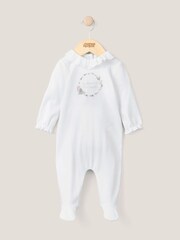 Mamas & Papas 100% Cotton Welcome to the World Embroidered White Sleepsuit - Image 1 of 3