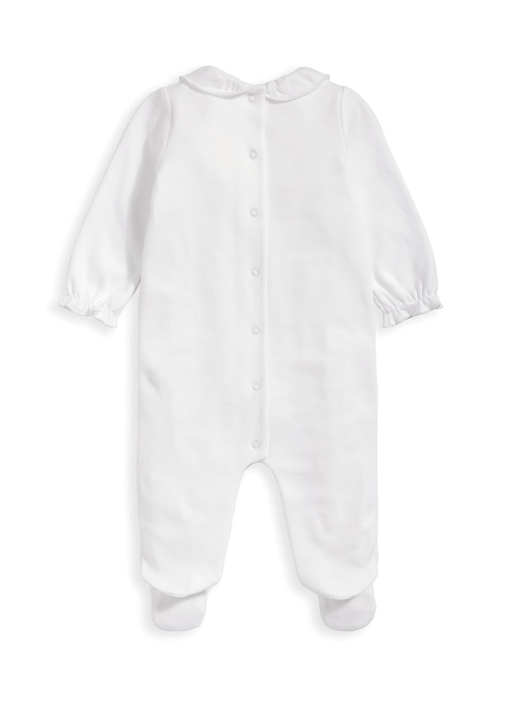 Mamas & Papas 100% Cotton Welcome to the World Embroidered White Sleepsuit - Image 3 of 3
