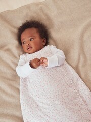 The White Company White Edie Floral Frill Wrapover Sleeping 100% Cotton White Bag - Image 1 of 4