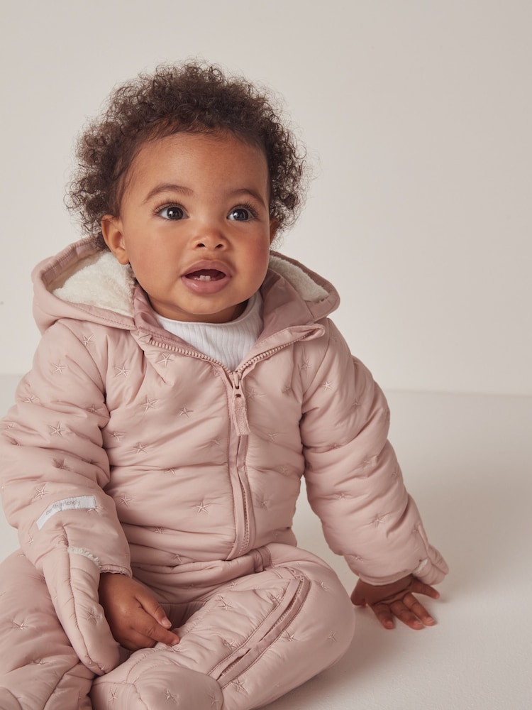 The White Company Pink Star Quilted Pramsuit - Image 1 of 6