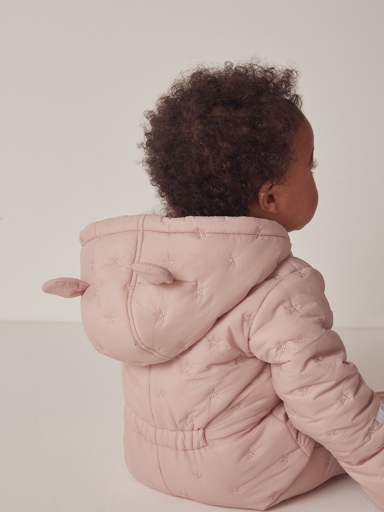 The White Company Pink Star Quilted Pramsuit - Image 2 of 6