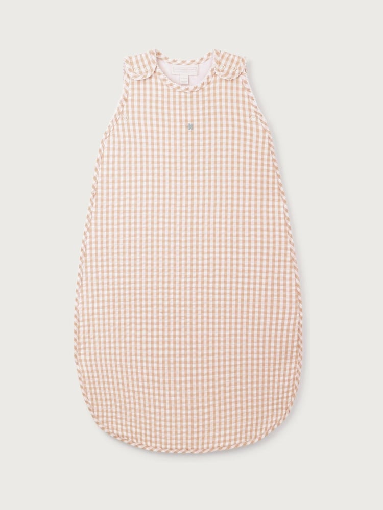 The White Company Pink Gingham Embroidered Sleeping 100% Cotton Bag 0.5Tog - Image 5 of 5