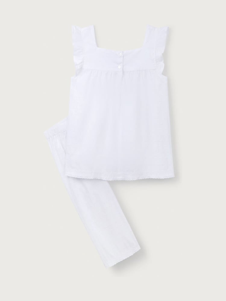 The White Company Cotton Textured Cotton Lace Trim 100% Cotton White Pyjamas - Image 6 of 6