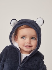The White Company Blue Navy Fleece Romper - Image 3 of 6