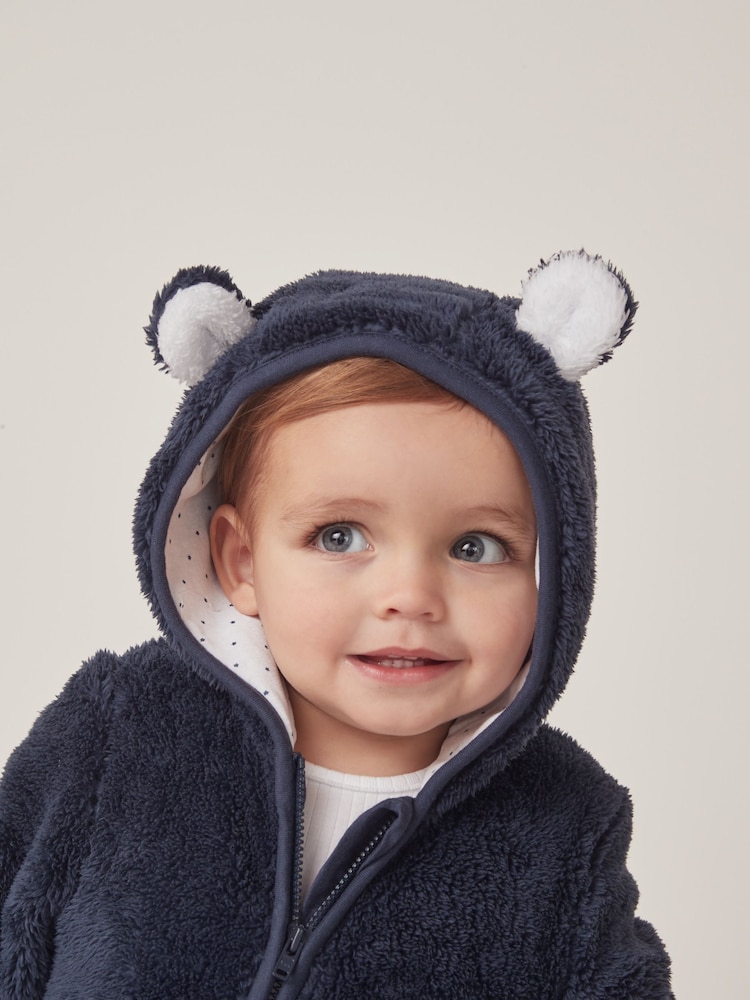 The White Company Blue Navy Fleece Romper - Image 3 of 6