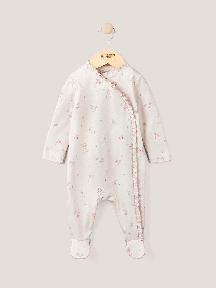 Mamas & Papas Schlafanzug aus 100 % Baumwolle mit floralem Rüschendetail in Pink - Bild 1 von 3