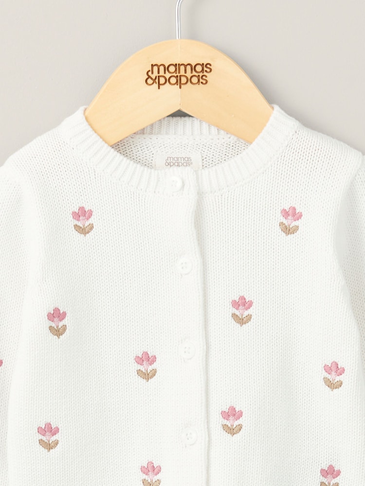 Mamas & Papas 100% Bombaž Vezena pletena bela jopica - Slika 1 iz 4