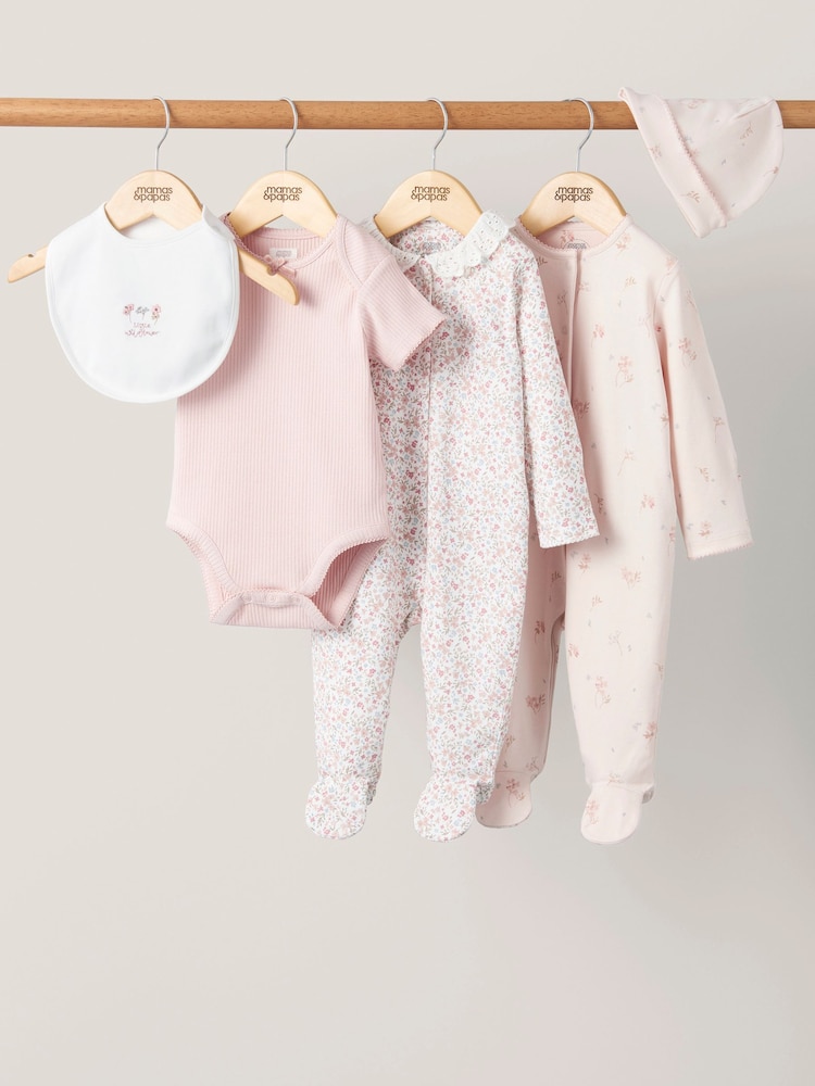 Mamas & Papas Pink 5 Piece Floral Starter Set - Image 1 of 6