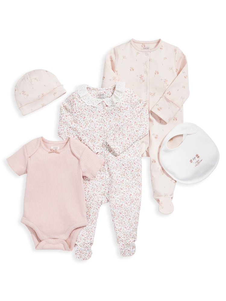 Mamas & Papas Pink 5 Piece Floral Starter Set - Image 2 of 6
