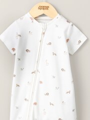Mamas & Papas Cream Safari Print Zip Shortie 100% Cotton Romper - Image 2 of 4
