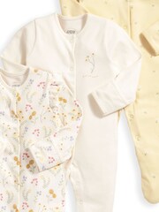 Mamas & Papas Yellow Botanical Garden 100% Cotton Sleepsuits 3 Pack - Image 3 of 3