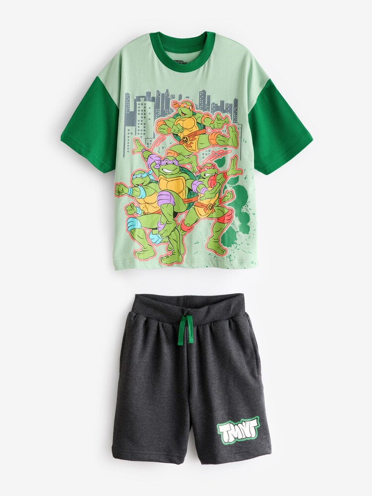 Character Green Teenage Mutant Ninja Turtles 100% Cotton T-Shirt And Shorts Set - Image 1 of 1 Character Green Teenage Mutant Ninja Turtles 100% Cotton T-Shirt And Shorts Set - Image 1 of 1