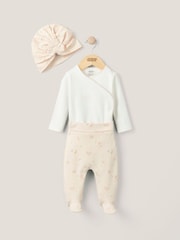 Mamas & Papas Pink 3 Piece Floral My First Outfit 100% Cotton Set - Image 1 of 5
