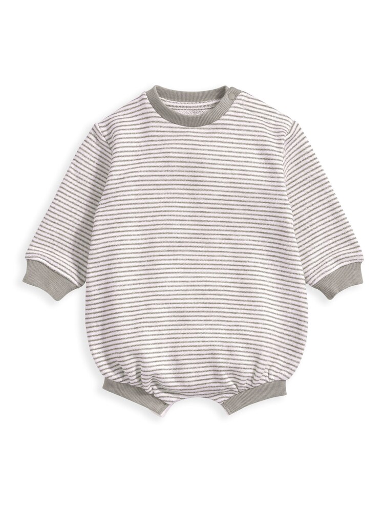 Mamas & Papas Grey Stripe Sweat Shortie Romper - Image 2 of 2