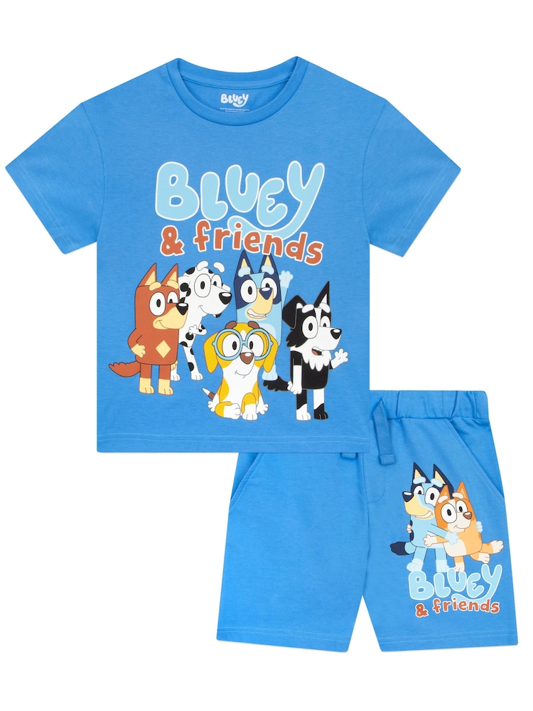 Character Blue 100% Cotton T-Shirt And Shorts Set - Image 1 of 14