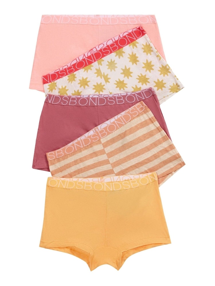 Bonds Orange Mixed Design Shortie 100% Cotton Briefs 5 Pack - Image 9 of 9