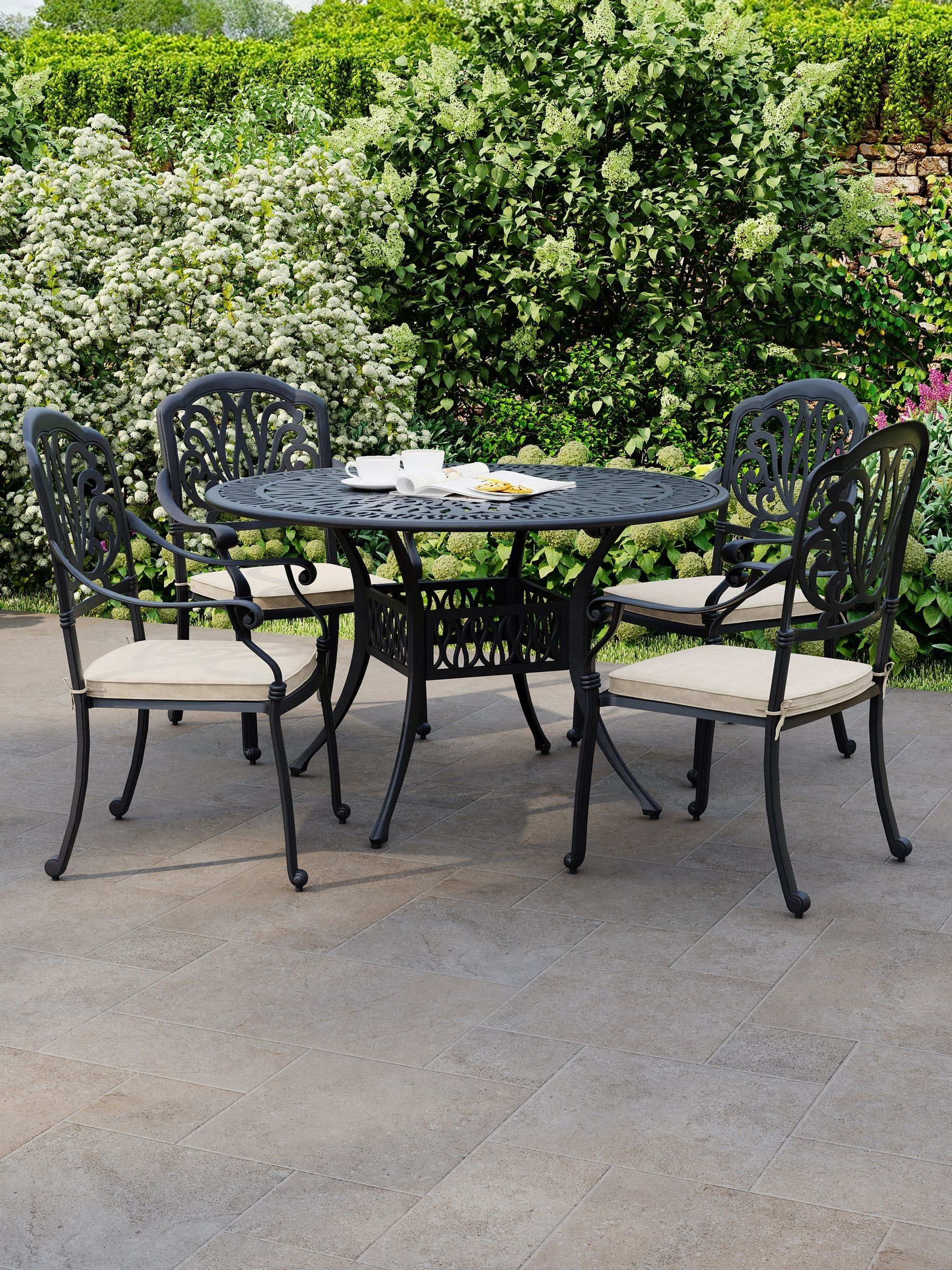Buy Charles Bentley Black Garden Cast Aluminium 4 Seater Outdoor
