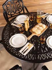 Charles Bentley Black Garden Cast Aluminium 4 Seater Outdoor Dining Set - Image 2 of 6