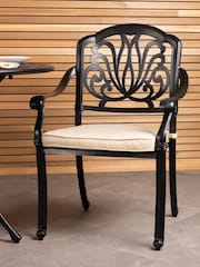 Charles Bentley Black Garden Cast Aluminium 4 Seater Outdoor Dining Set - Image 3 of 6