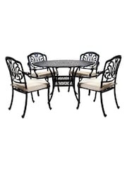 Charles Bentley Black Garden Cast Aluminium 4 Seater Outdoor Dining Set - Image 4 of 6
