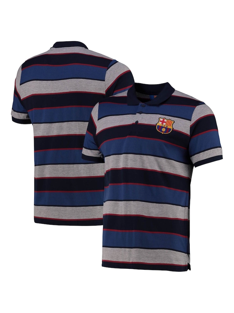 Nike Dark Blue Barcelona Yarn Dye Stripe Polo Shirt - Image 1 of 3 Nike Dark Blue Barcelona Yarn Dye Stripe Polo Shirt - Image 1 of 3