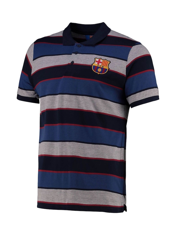 Nike Dark Blue Barcelona Yarn Dye Stripe Polo Shirt - Image 2 of 3 Nike Dark Blue Barcelona Yarn Dye Stripe Polo Shirt - Image 2 of 3