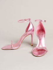 Ted Baker Pink Helenni Crystal Strap Heeled Sandals - Image 2 of 5