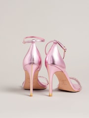 Ted Baker Pink Helenni Crystal Strap Heeled Sandals - Image 3 of 5