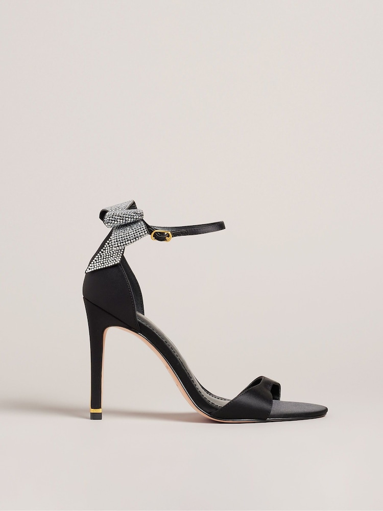 Ted Baker Black Hemary Satin Crystal Bow Back Sandals - Image 1 of 5