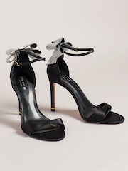 Ted Baker Black Hemary Satin Crystal Bow Back Sandals - Image 2 of 5