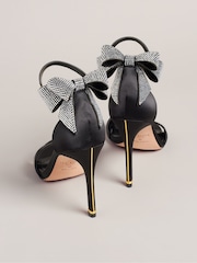 Ted Baker Black Hemary Satin Crystal Bow Back Sandals - Image 3 of 5